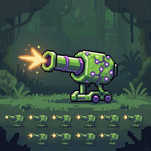 Biomechanical Pulse Cannon Pixel Art