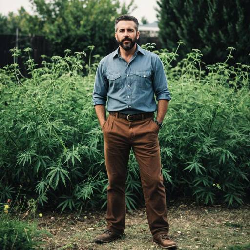 Mature Man Standing in Weed Field Outdoors