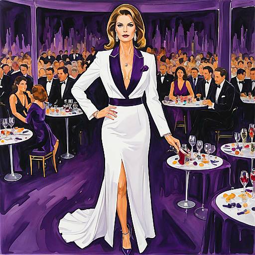 Elegant Inverted Triangle Woman in Amethyst Tuxedo
