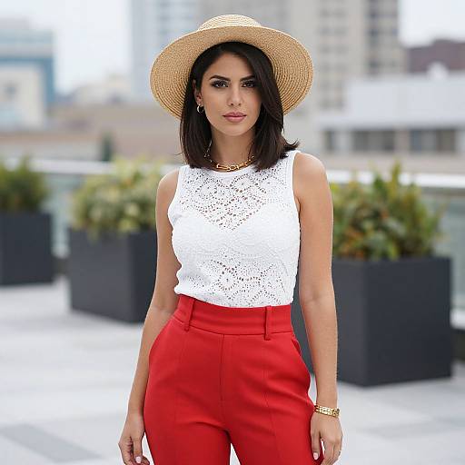 Stylish Woman on Urban Rooftop