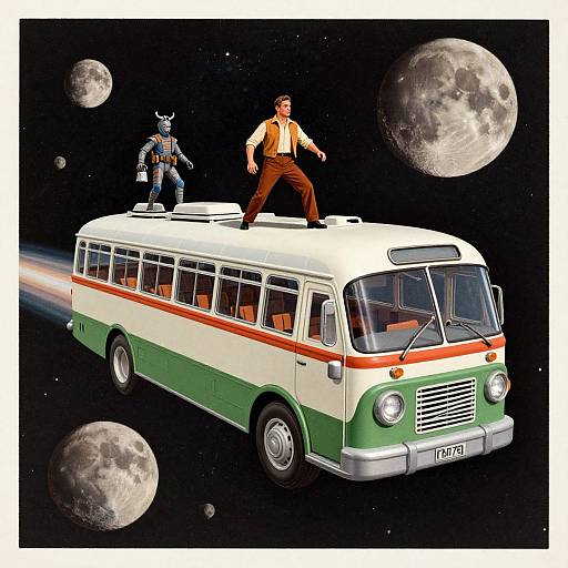 1950s Sci-Fi Flying Bus Battle