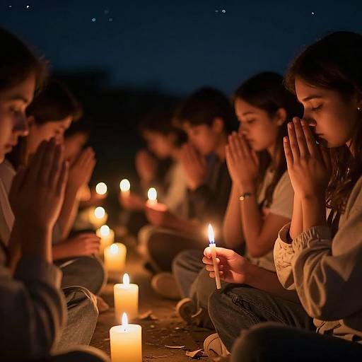 Candlelight Vigil Praying Scene