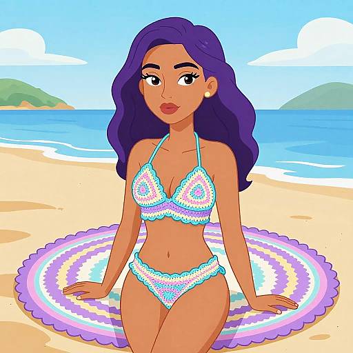 Retro Crochet Swimwear on Beach
