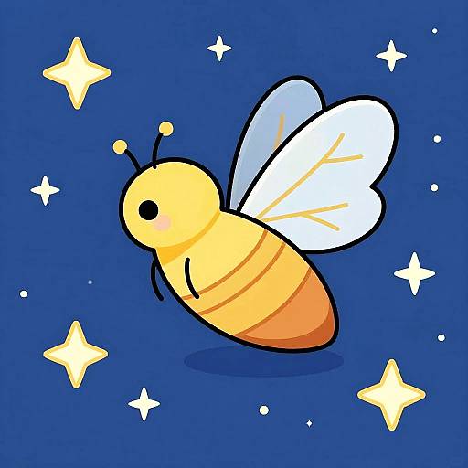 Cute Winged Firefly Under Starry Sky