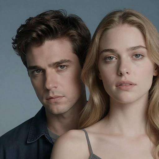 Serious Man and Contemplative Woman Portrait