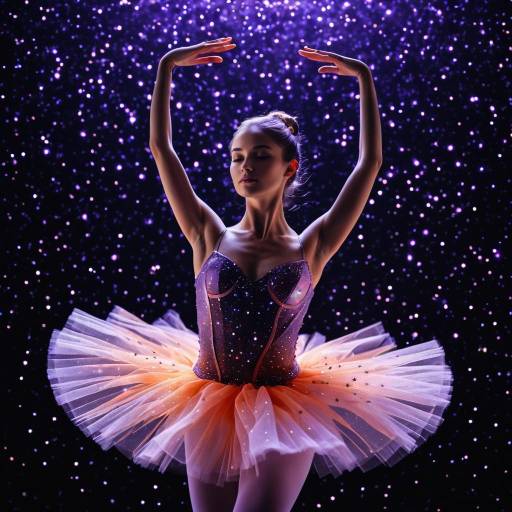 Ballerina in Glass-Inspired Tutu with Starry Background Ballerina in Glass-Inspired Tutu with Starry Background