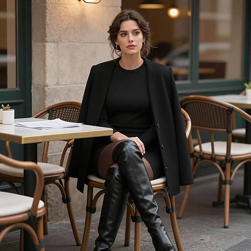 Elegant Woman at Outdoor Café Scene