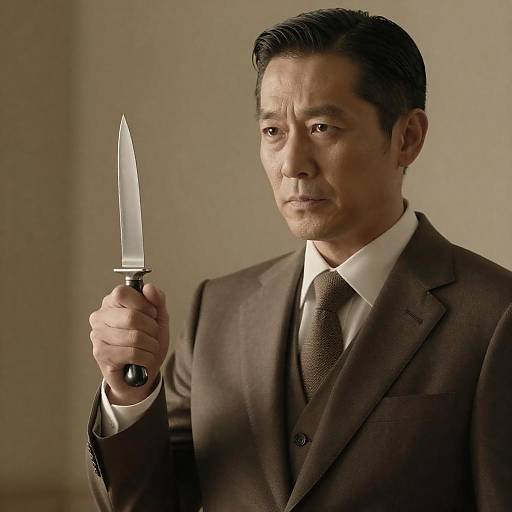 Intense Portrait of a Man with a Knife