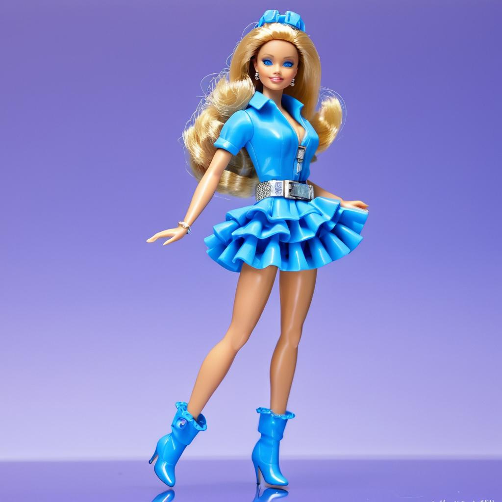 Barbie in Blue Ruffled Miniskirt Outfit