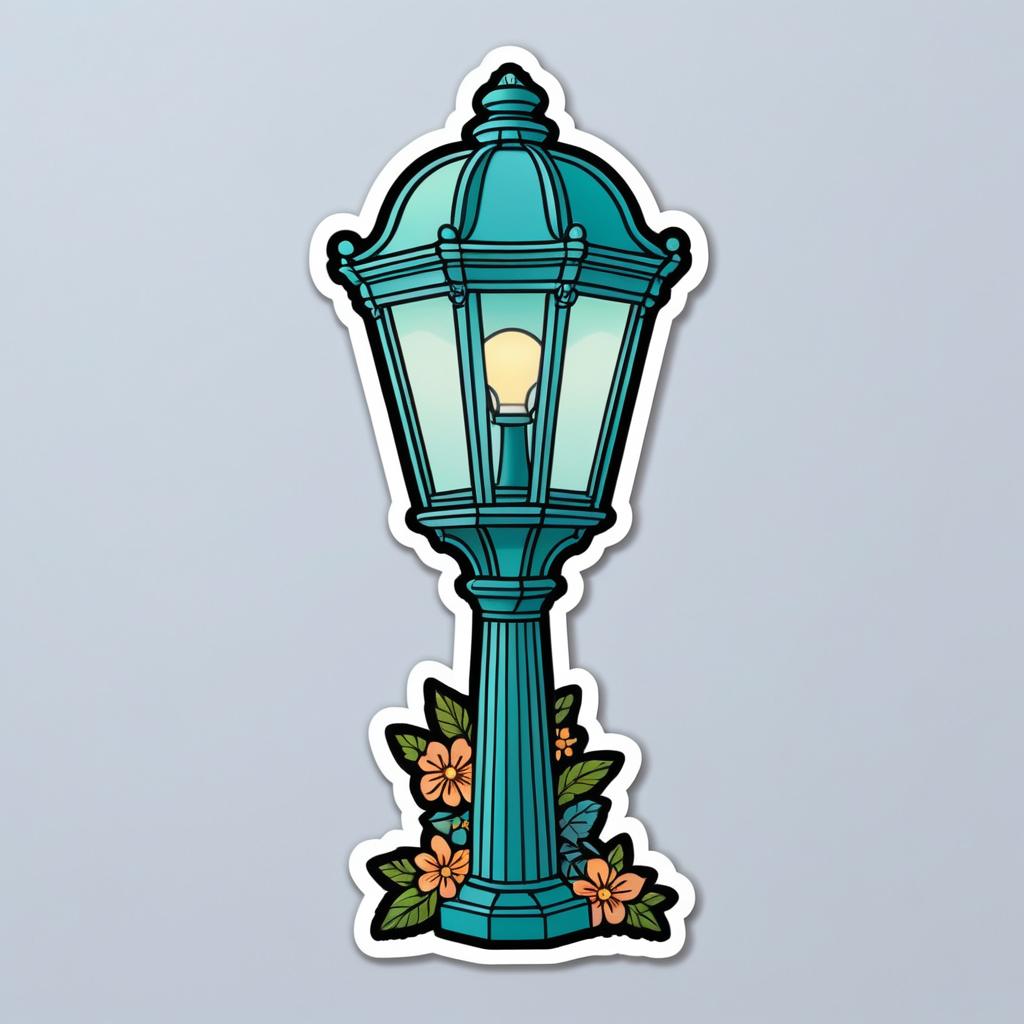 Kawaii Patina Lamppost Character Sticker