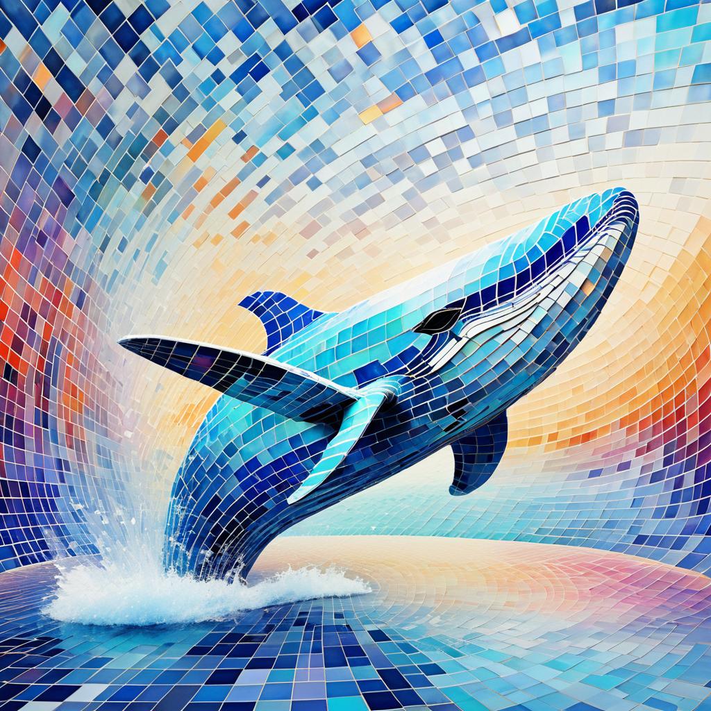 Futuristic Mosaic Whale Artwork