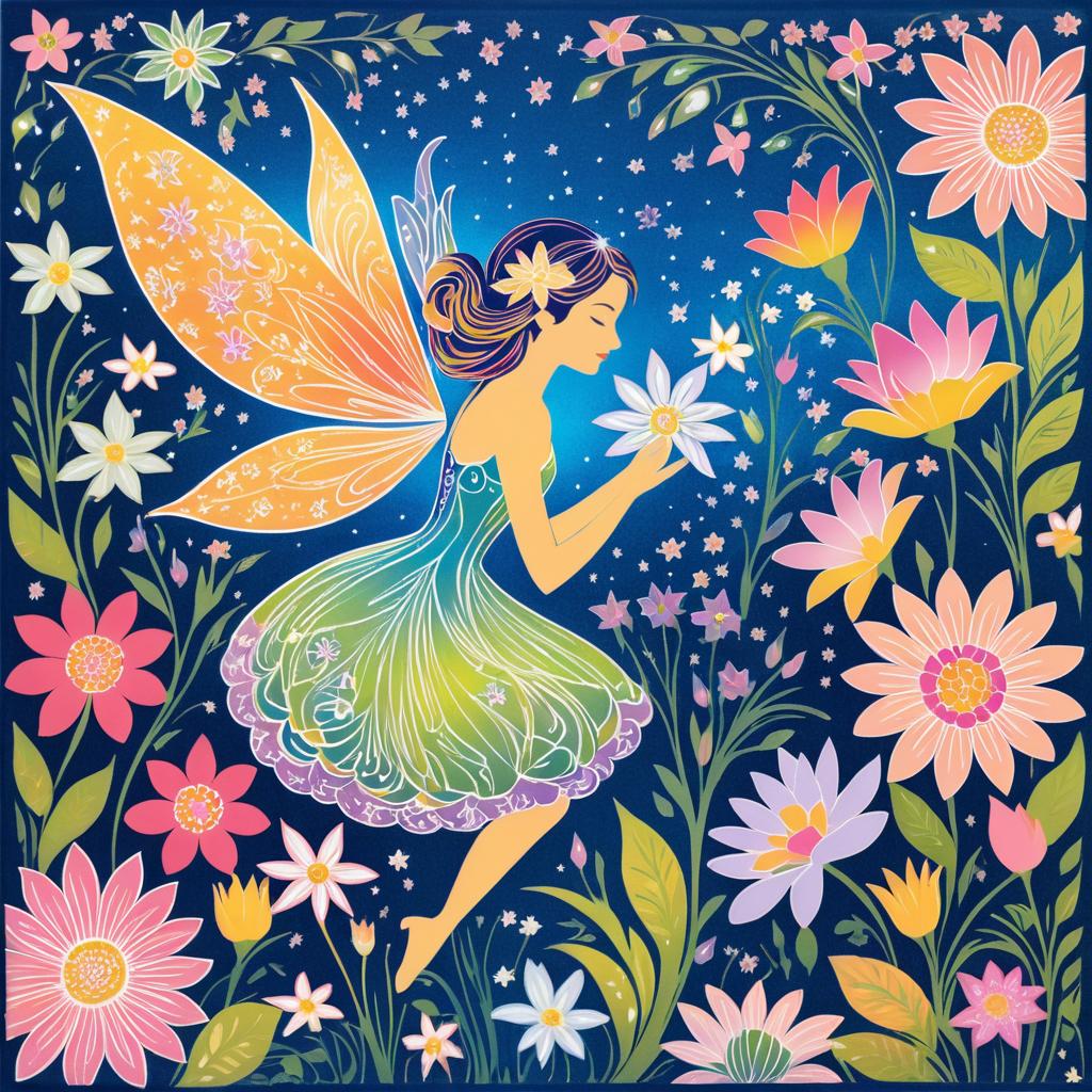 Whimsical Fairy in a Flower Garden