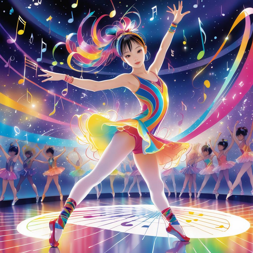 Vibrant Dance Studio Illustration with Music