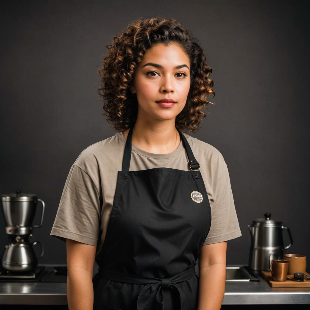 Contemplative Barista in Studio Setting