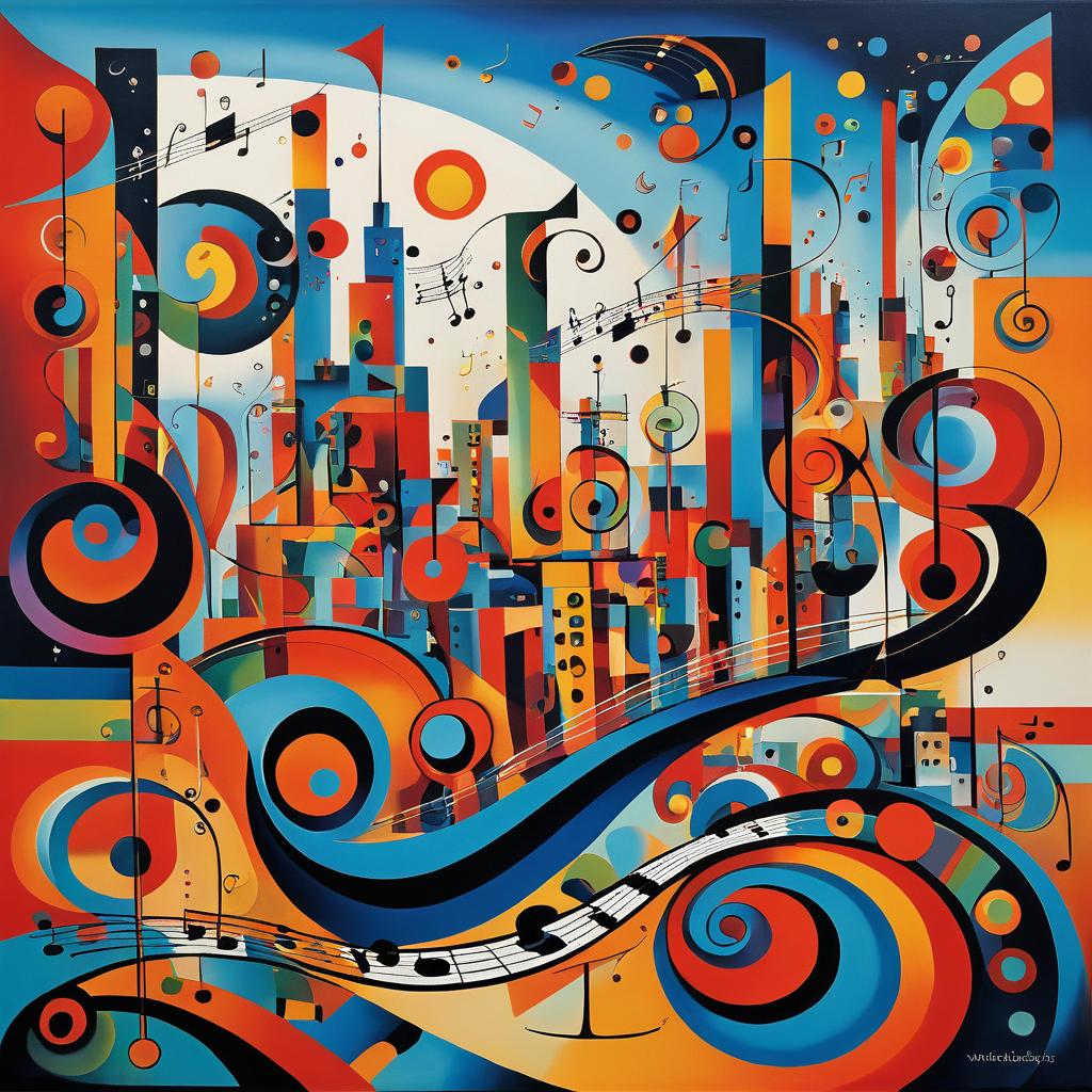 Surrealist Cityscape with Musical Abstractions