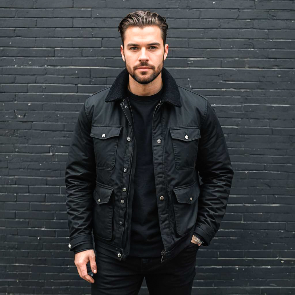 Urban Jungle Style: Stocky Man in Black