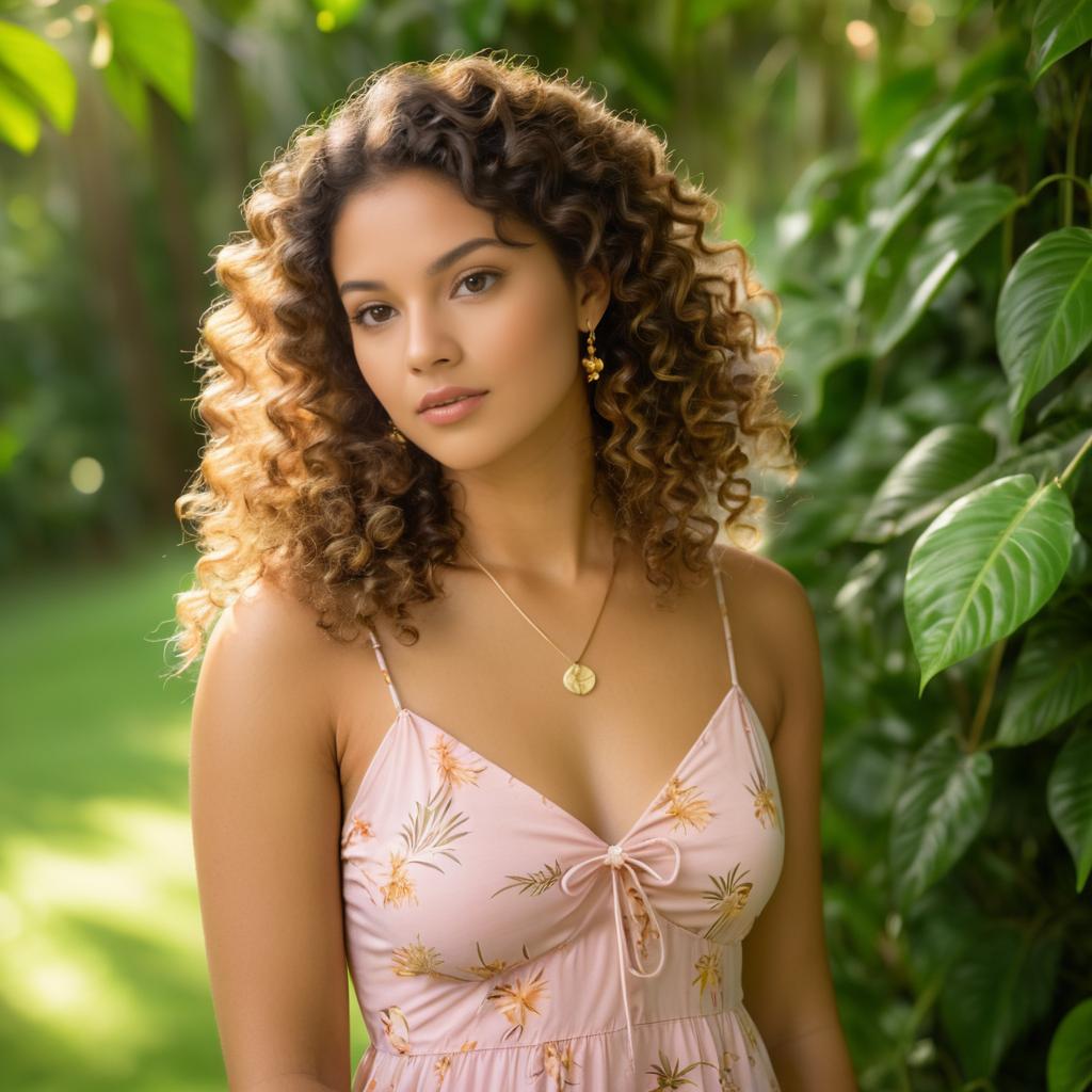 Radiant Young Woman in Floral Sundress