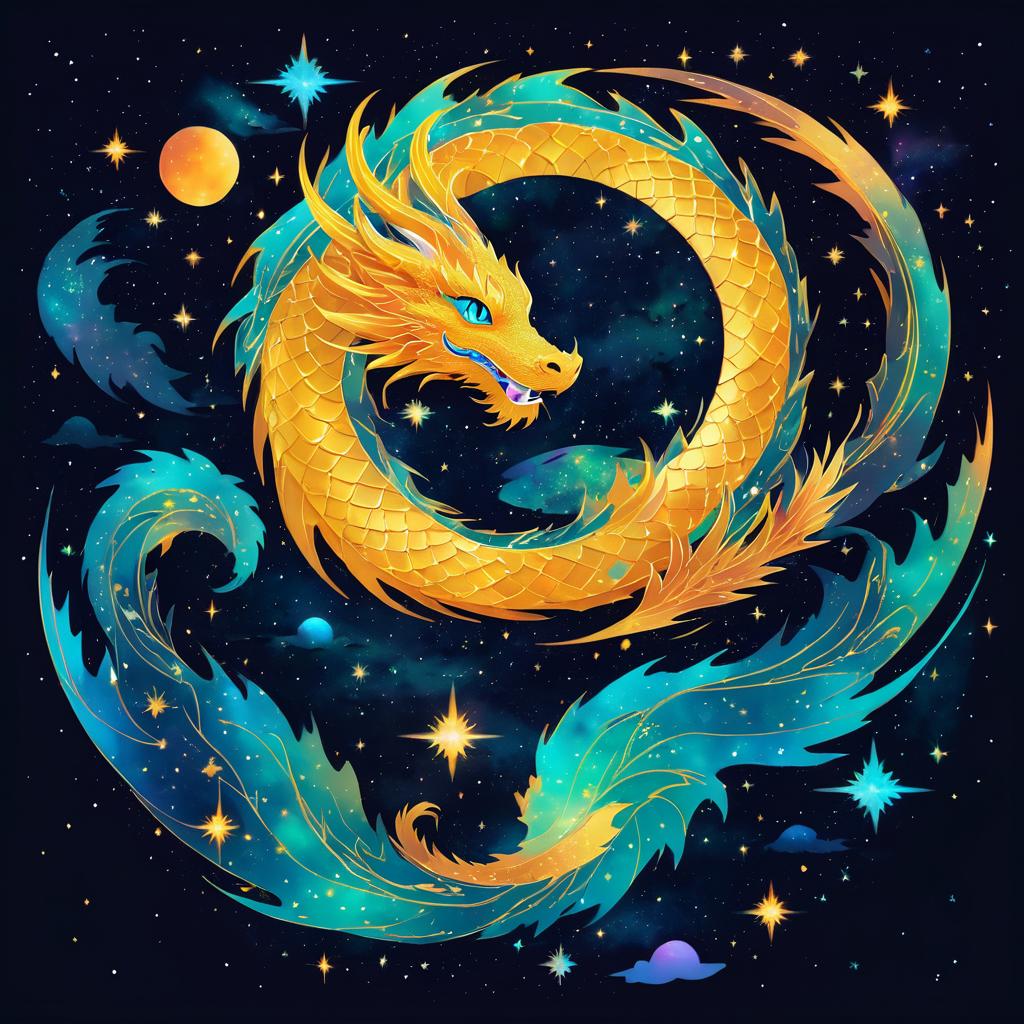 Psychedelic Dragon in Cosmic Splendor