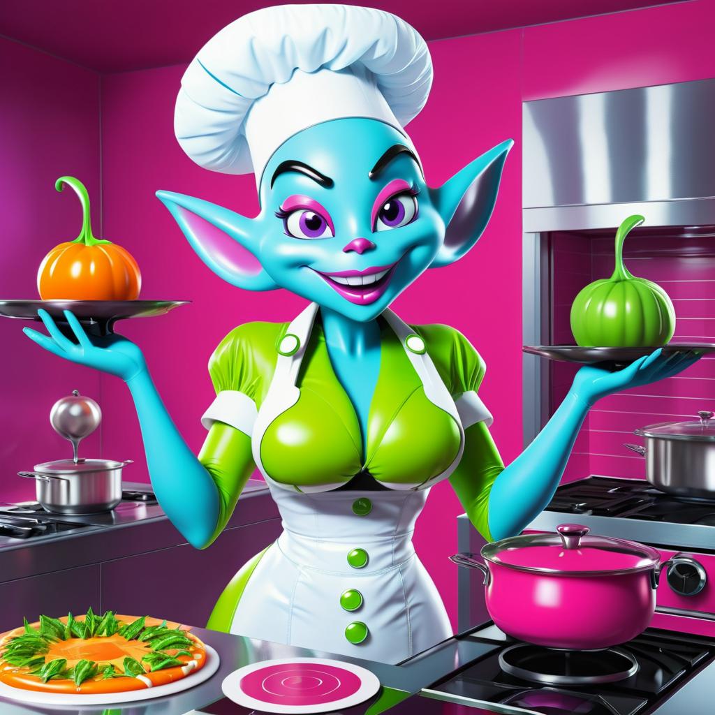 Playful Pop Art Alien Chef Character