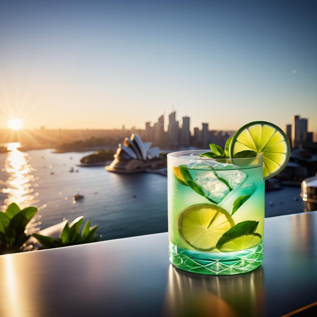 Elegant Sydney Waterfront Bar at Sunset