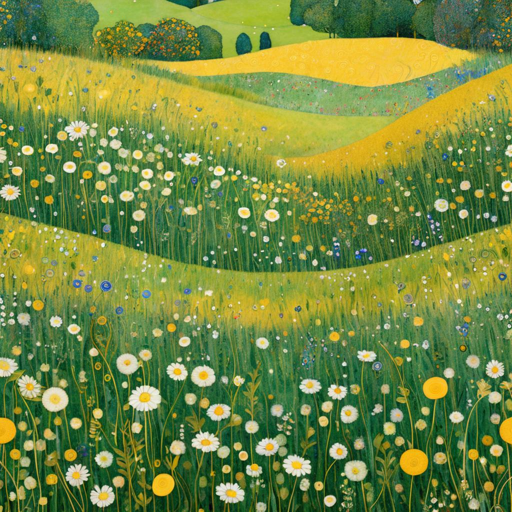 Charming Meadow Illustration by Klimt