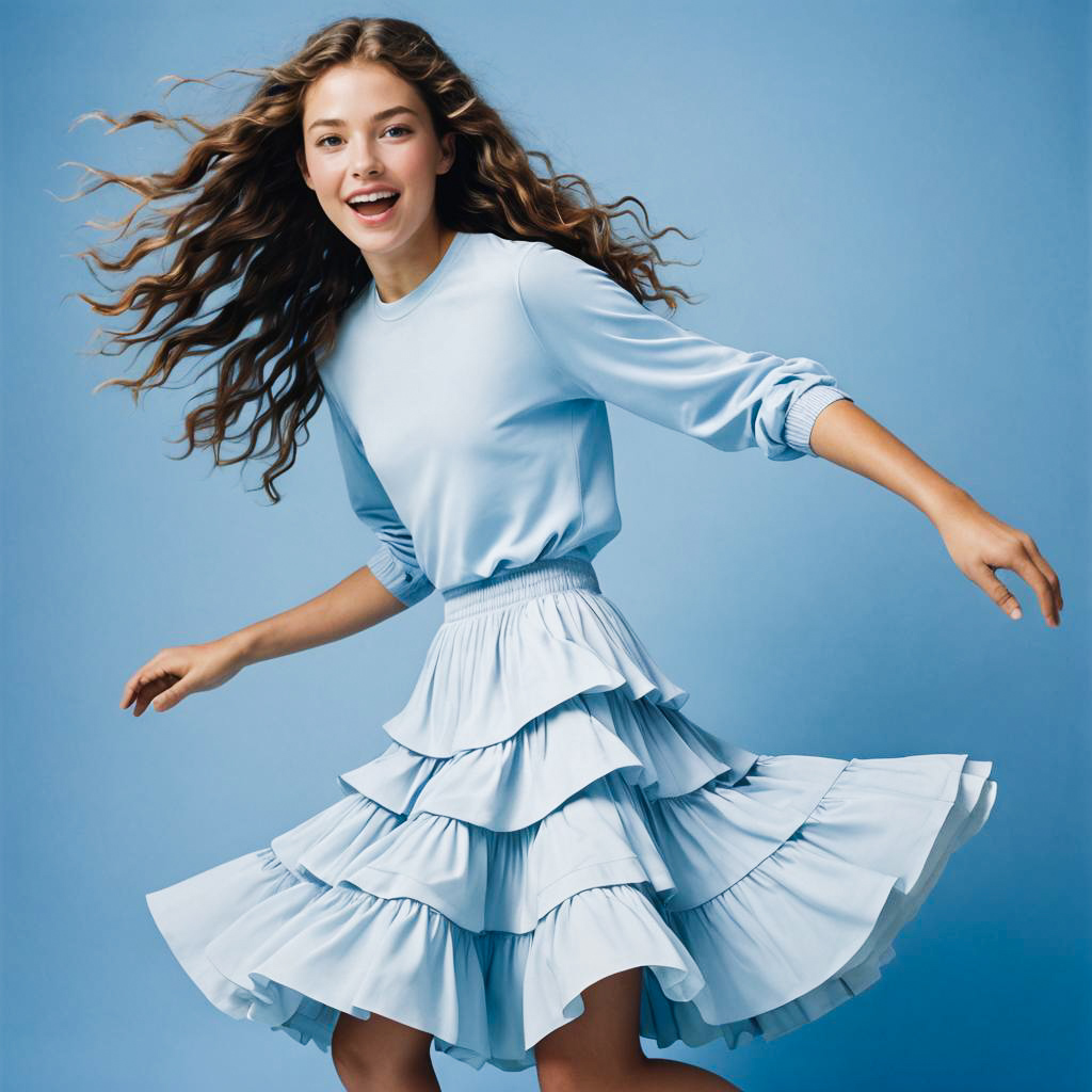 Excited Teen Girl Photoshoot in Arctic Blue