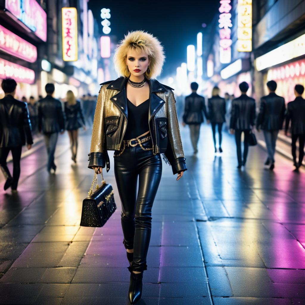 Glamorous Rockstar in Cyberpunk Tokyo