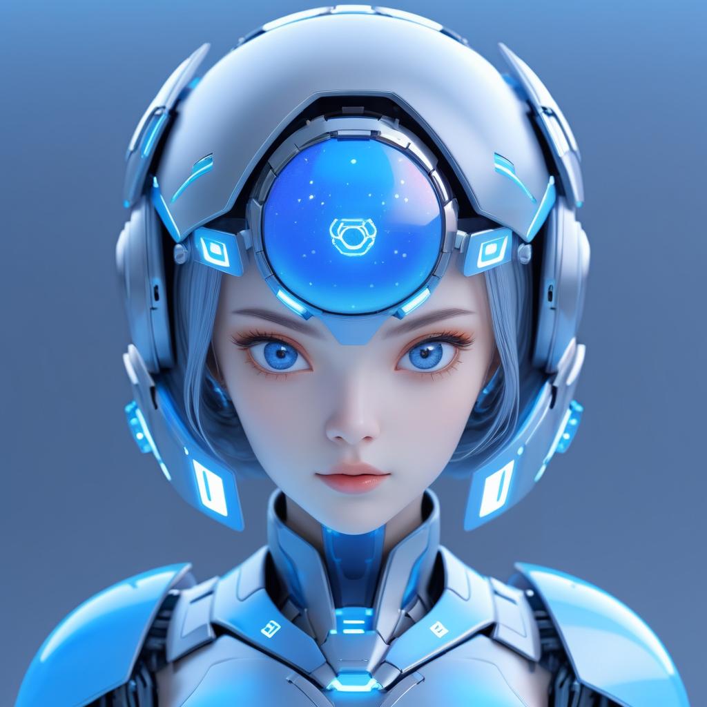 Adorable Futuristic Robot Girl Render