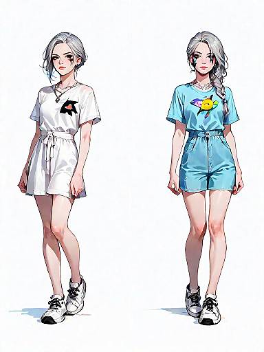 Casual Streetwear Woman in T-Shirt Dresses