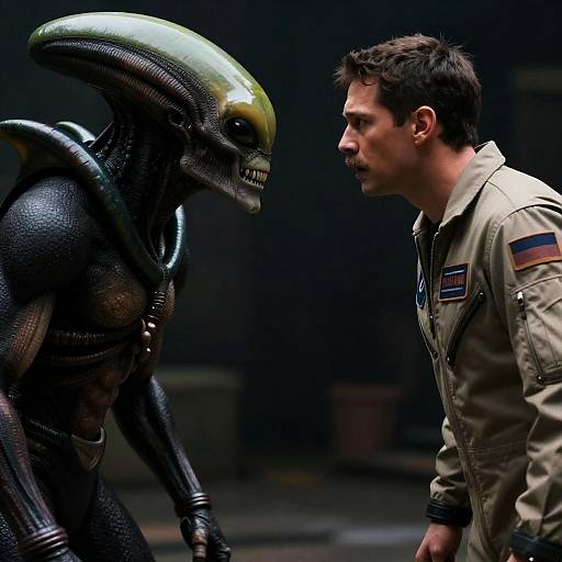 Confrontation Between Alien and Human