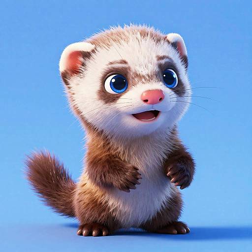 Pixar-Style Playful Baby Ferret