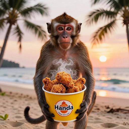 Surreal Monkey with Fried Chicken