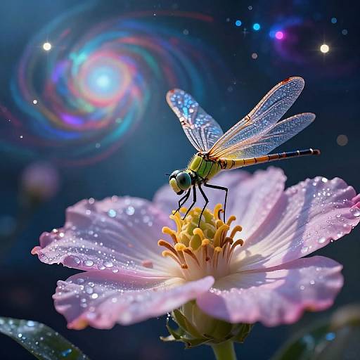 Celestial Dragonfly on Alien Blossom
