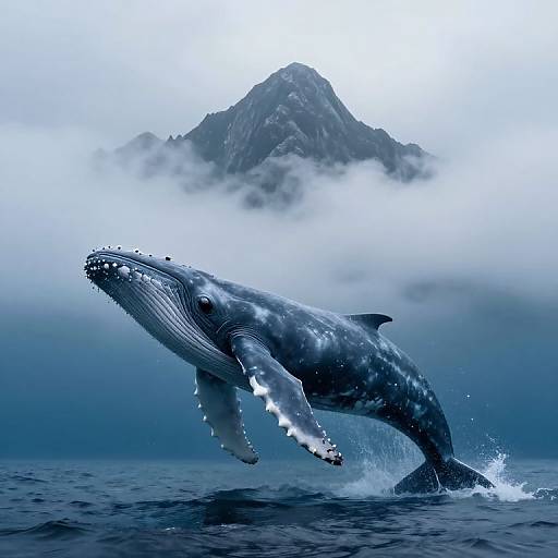 Colossal Whale Merging with Mountain