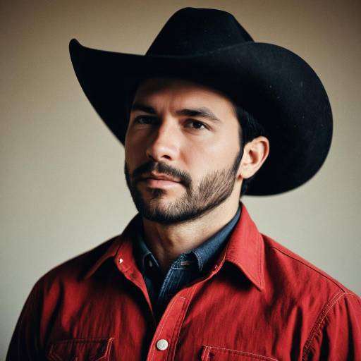 Man in Red Western Shirt and Cowboy Hat