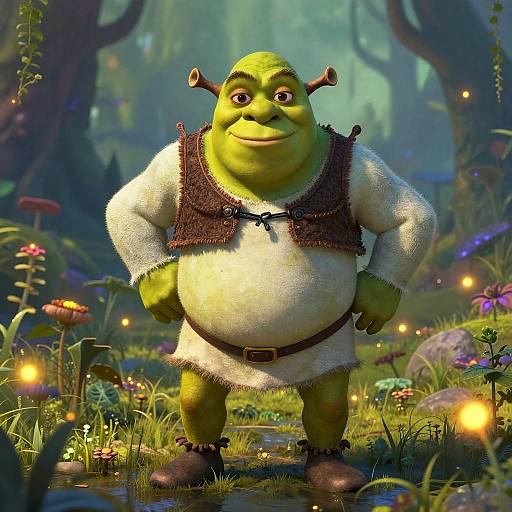 Playful Goofy Shrek in Mystical Swamp