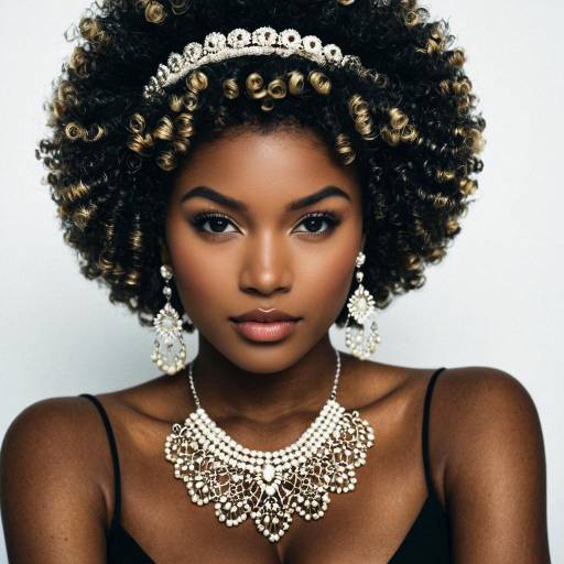 Realistic Dark-Skinned Woman in Afro Wig