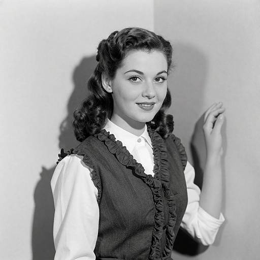 Vintage Portrait of Young Woman in Ruffled Vest