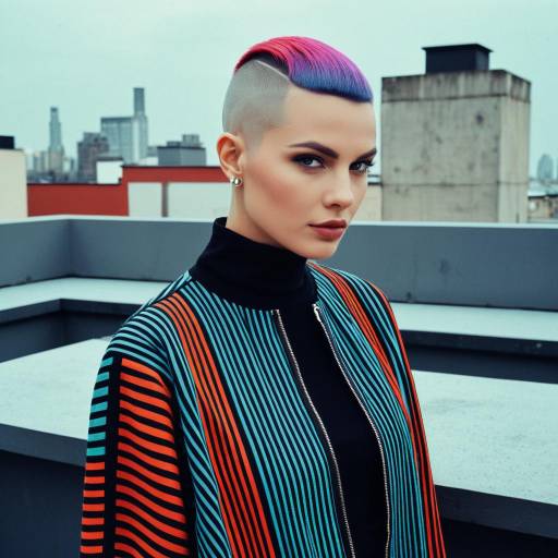 Fashion Model with Buzz Cut Hairstyle on Rooftop Fashion Model with Buzz Cut Hairstyle on Rooftop