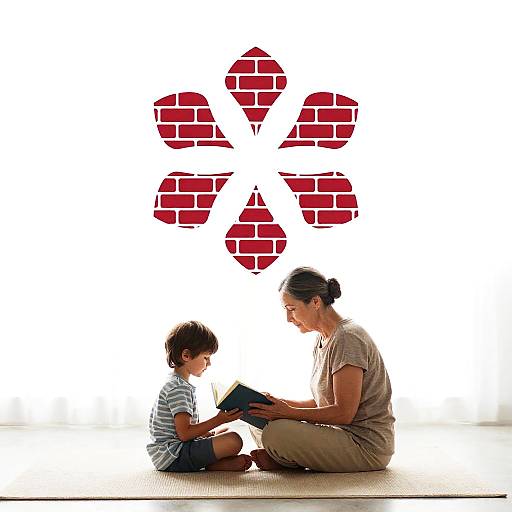 Backlit Grandmother Reading Minimal Logo