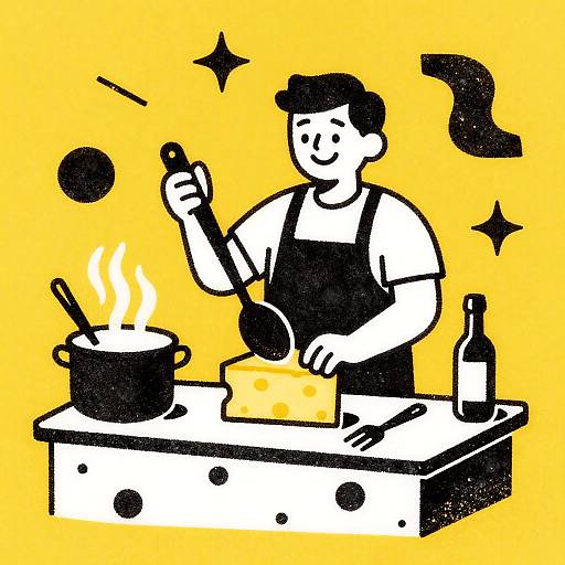 Cheerful Cheese Monger Block Print