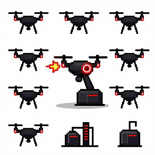 Minimalist Pixel Art Drone Turret