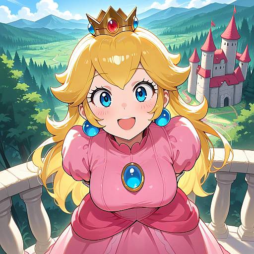 Anime Style Princess on Castle Balcony