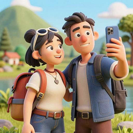 Cinematic Selfie of Adventurous Backpackers