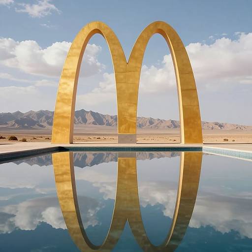 Golden Arches in Desert Reflection