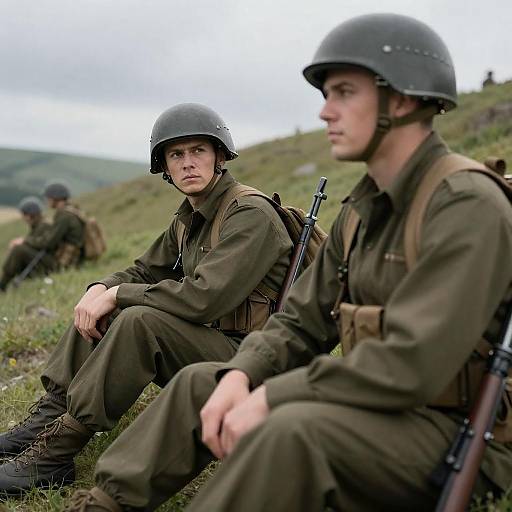 Soldiers on a Grassy Hilltop
