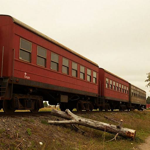 Rusty Train Cars on Grassy Hill