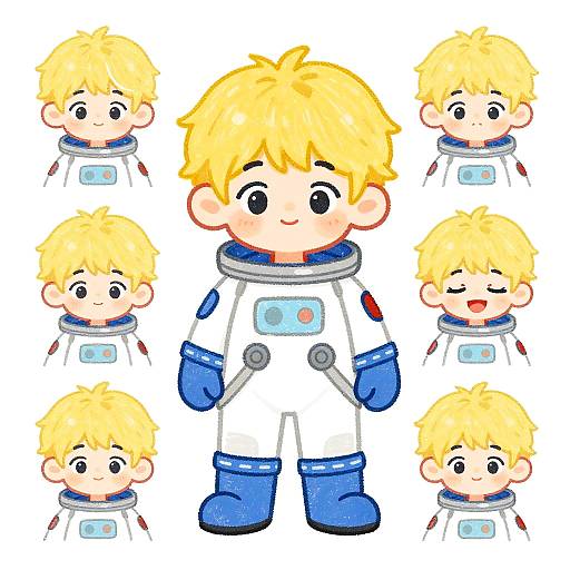 Cute Space Ranger Boy Poses