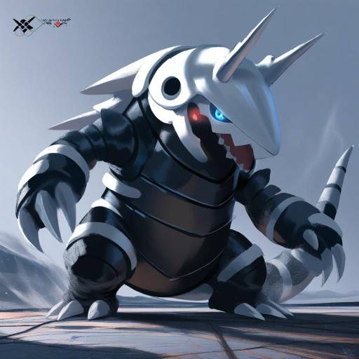 Illustration of Aggron, pokemon in the style of Wlop