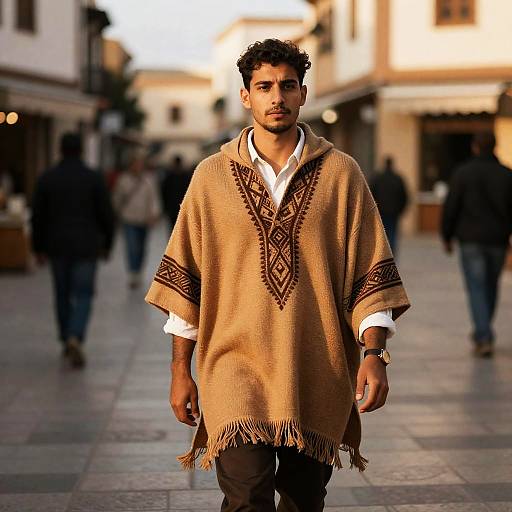 Bohemian Street Photographer in Sienna Poncho